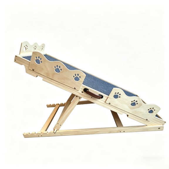 Adjustable Dog Ramp for Bed & Couch Pet Stairs, 5 Height Levels, Anti-Slip Mat, Safety Side Rails, Supports Up to 250lbs