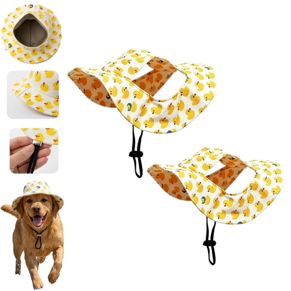 Adjustable Dog Sun Hat for Outdoor, Breathable Pet Sun Hat with Ear Holes for Small Medium Dogs and Cats, Dog Bucket Hat Bonnet for Summer Beach Hiking Camping Daily Walks (2pcs,M)