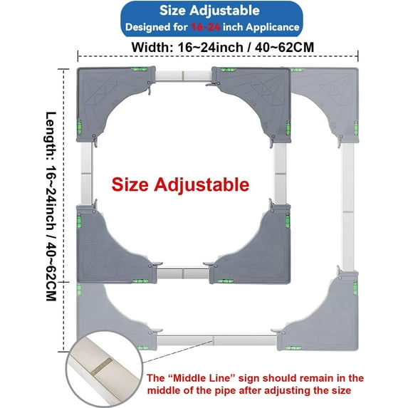Adjustable Dolly Cart with 4 Locking Twin Wheels for Washing , Dryer, Refrigerator