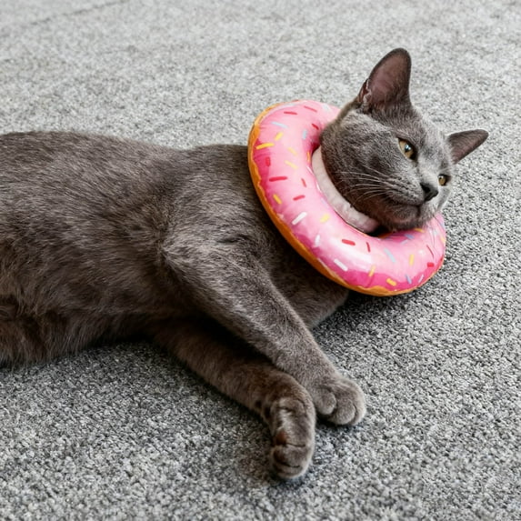 Pet Recovery for Cats Adjustable Soft Collar Donut Style Licking Post- Comfort Fit for Indoor Use