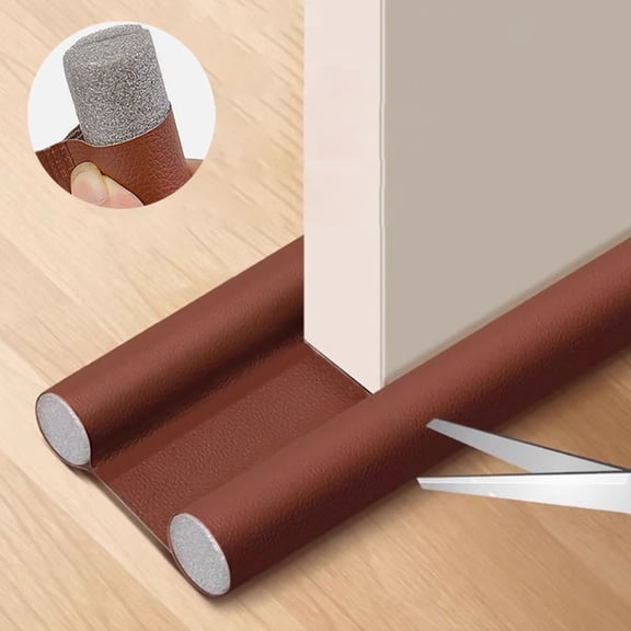 Adjustable Door Draft Stopper Sweep - Weather Stripping for Doors/Windows, Noise & Breeze Blocker, Fits Gaps Under Door. (Brown)