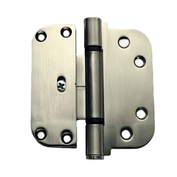 Adjustable Door Hinge, 4 In / 10 cm Heavy Duty Door Hinge with Brushed Nickel Finish, Round Corner, Six-Hole Design, Heavy Duty, Adjusting Hinges for Wooden Doors