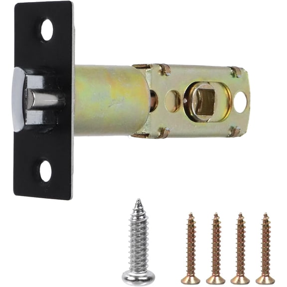 Adjustable Door Latch with Screws, Black 2-3/8" or 2-3/4" Stainless Steel Adjustable Deadlatch, 45 Turning Angle Door Lock Replacement Part with 8/25" Square Hole for Leverset Latch