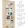thumbnail image 1 of Adjustable Over The Door Organizer - Hair Dryer Holder, Hanging Door Organizer with 8 Pockets 3 Metal Baskets 6 Hook, Behind Door Organizers and Storage for Bathroom Closet Cabinet Bedroom, 1 of 18