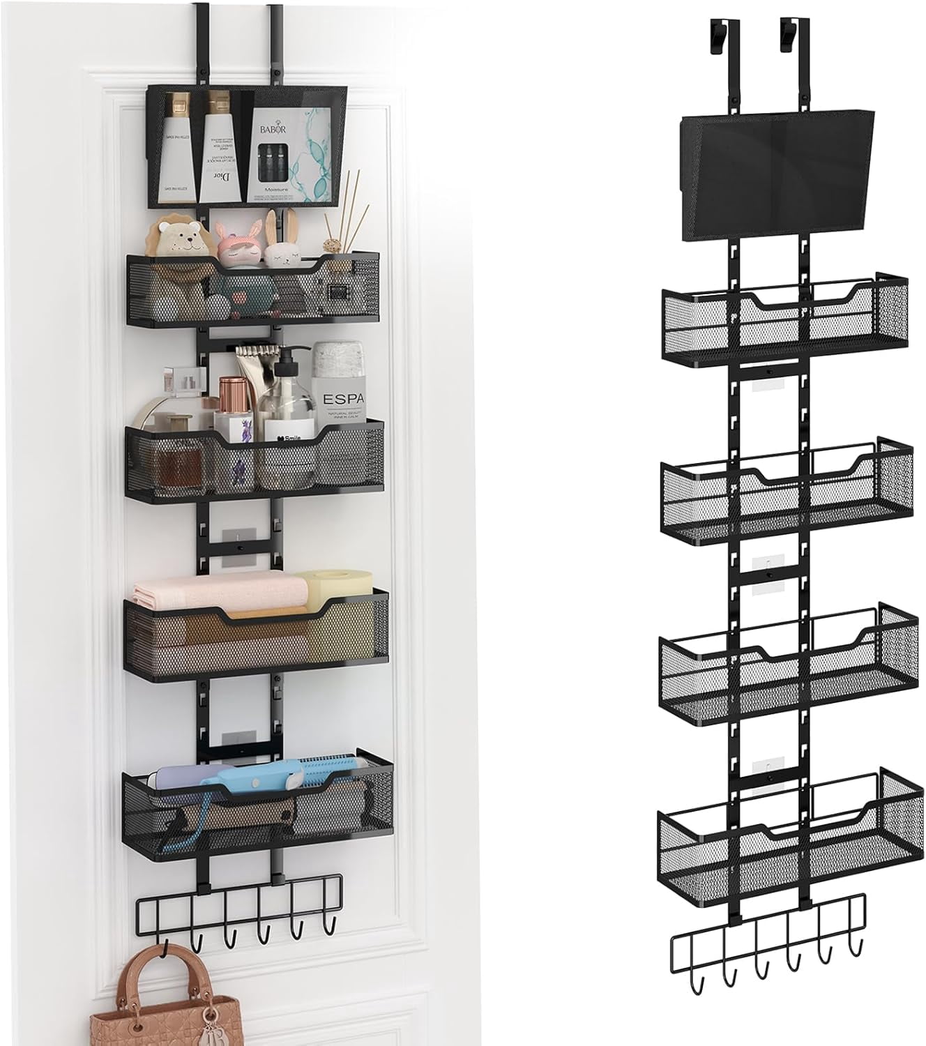 Door Storage Racks ThrottleT- Adjustable Over The Door Organizer, Metal Hanging Door ...