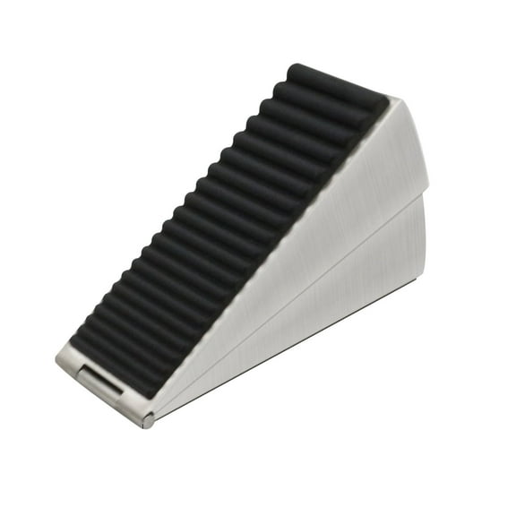 Adjustable Door Stopper Spring Loaded with Stainless Steel Rubber Wedge, 3 Inch Height Draft Wind Guard for Heavy Duty Doors Garage Kitchen Bathroom Office