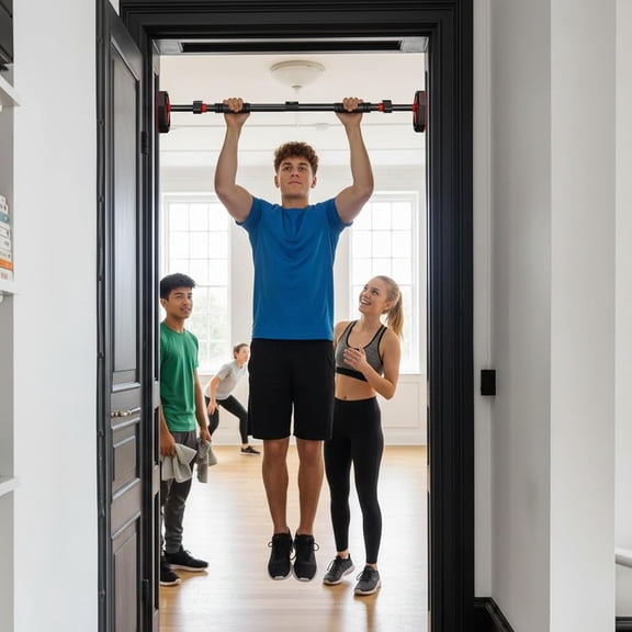 Adjustable Doorway Pull Up Bar for Gym - No Drilling Required, Portable Strength Bar with Comfortable Grip for Upper Workout - Fits Door Frames