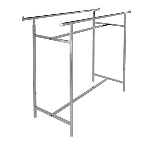 Adjustable Double Bar Clothing Rack - Silver Metal Garment Rack for Closet & Bedroom - Foldable Design - Easy Assembly - Multi-Use for Clothes, Shoes & Accessories