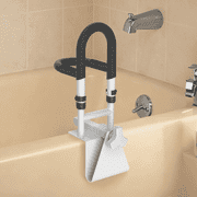 Adjustable Bathtub Safety Rail with 2 Handrails - Heavy Duty Anti-Slip Shower Grab Bars for Elderly, Fits 3" to 6.5" Tub Walls, Supports up to 300lbs