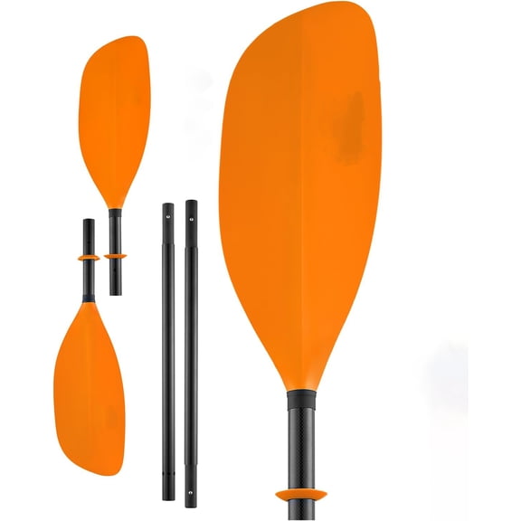 Adjustable Double Blade Kayak Paddle, Lightweight Plastic Canoe Boat Oar for Kayaking Water Sports,Orange