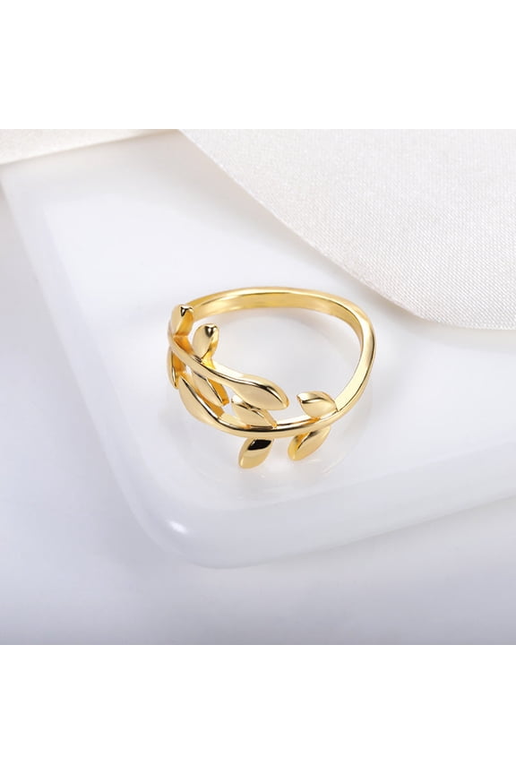 Adjustable Double Branch Ring, 18k Gold Plated Copper, Simple Style, Adjustable Opening for Women
