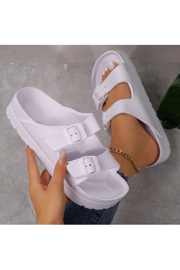 Adjustable Double Buckle Sandals For Women - Waterproof & Comfortable Flat Shoes for Beach 2026