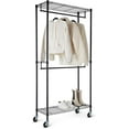 Adjustable Double Rod Rolling Garment Rack, Hanging Clothes Closet ...