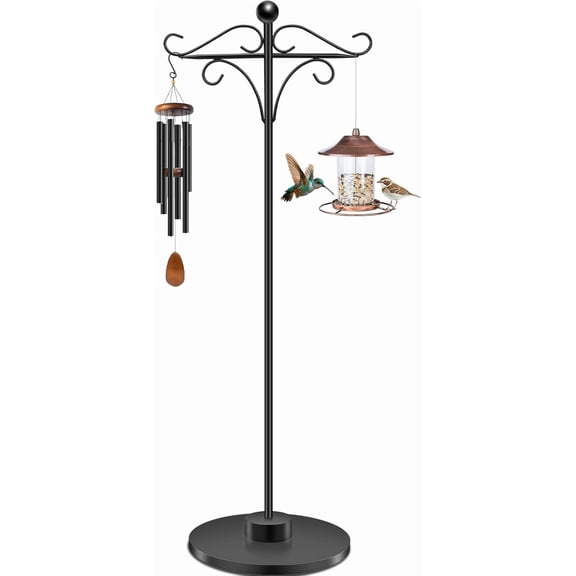 Adjustable Double Shepherd's Hook, Iron Stand for Indoor/Outdoor Use Ideal for Hummingbird Feeders, Hanging Plants, Lanterns, Wind Chime