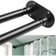 thumbnail image 1 of Adjustable Double Shower Curtain Rod, 28 to 75 Inches, Wall-Mounted, Black, Iron, 1 of 7
