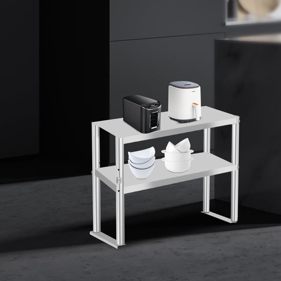 Adjustable Double Tier Stainless Steel Overshelf Height Adjustable Overshelf in Kitchen Restaurant