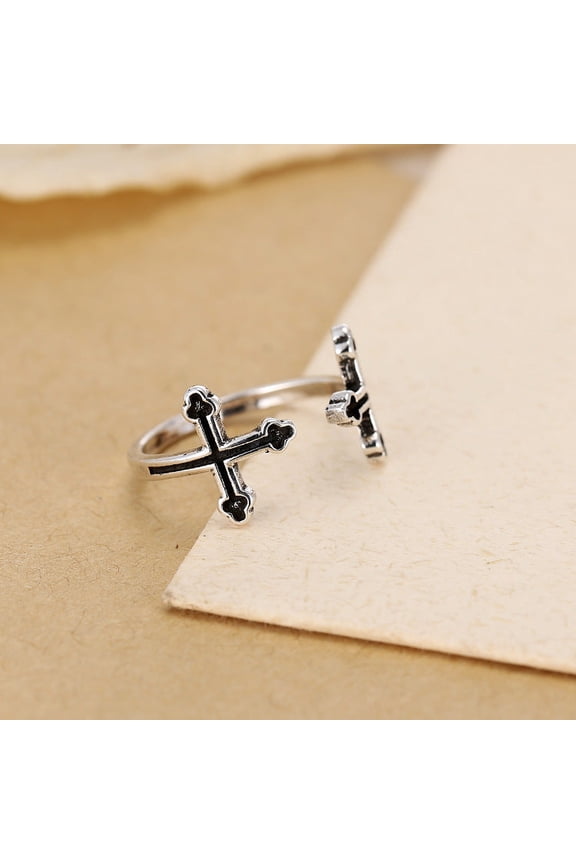 Adjustable Double Wave Open Ring, Unisex U Shaped Silver Ring, Electroplated Simple Style, Adjustable Opening for Perfect Fit