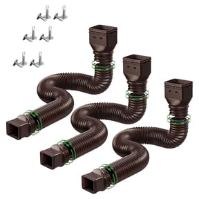 Adjustable Downspout Extension Kit, Corrugated Drain Pipe Flexible Outdoor Gutter Extension for Rainwater Diversion and Drainage,Brown - 152cm
