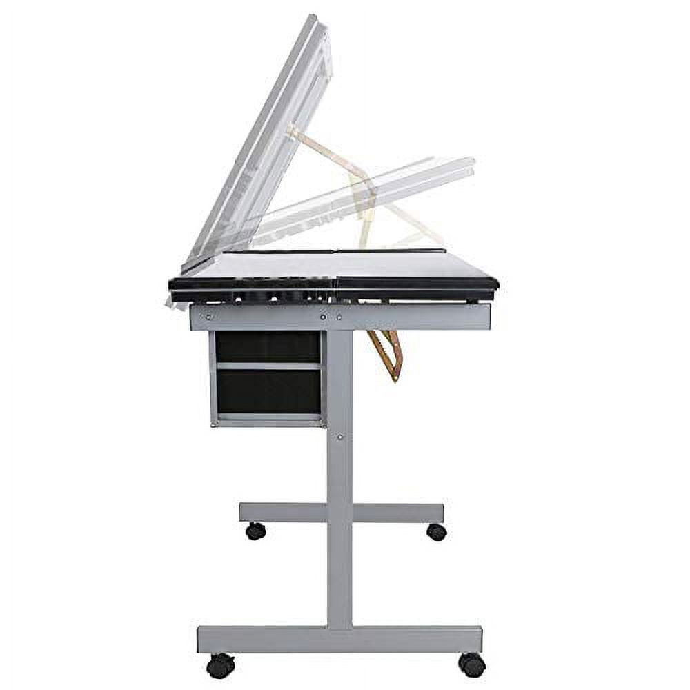 Adjustable Drafting Table Glass Top Drawing Desk Craft Station Art