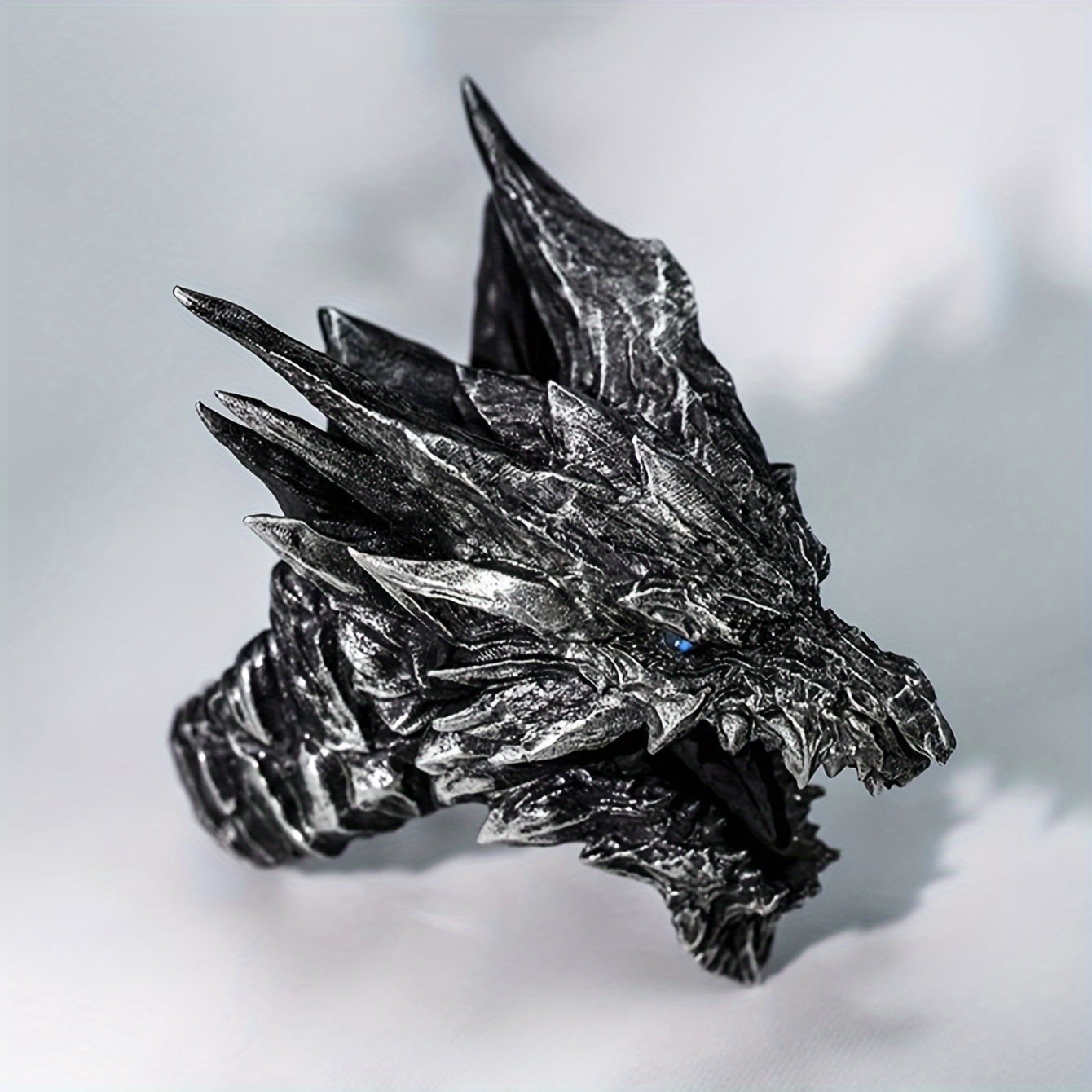 [Adjustable Dragon Head Men's Ring] Vintage Punk Style Dragon Head Men ...