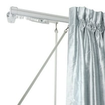 Domovina Adjustable Baton Draw Traverse Curtain Rod-Color:White,Size:48-84"