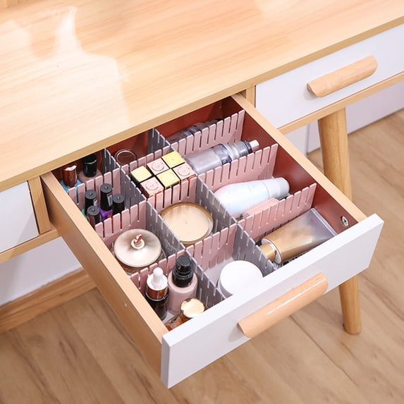 Adjustable Drawer Dividers Organizer, Expandable Plastic Drawer Partition Boards for Socks Makeup Office Supplies Storage, Custom Cut Drawer Organizing System for Home