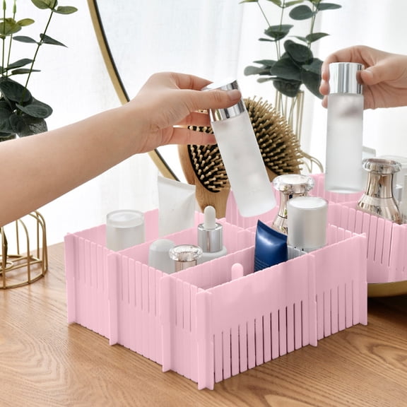 Adjustable Drawer Dividers Set,Drawer Storage Partition Panel,DIY Plastic Grid Drawer Organizer for Desk,Kitchen,Dresser & Makeup,Easy to Cut & Assemble Storage Separator