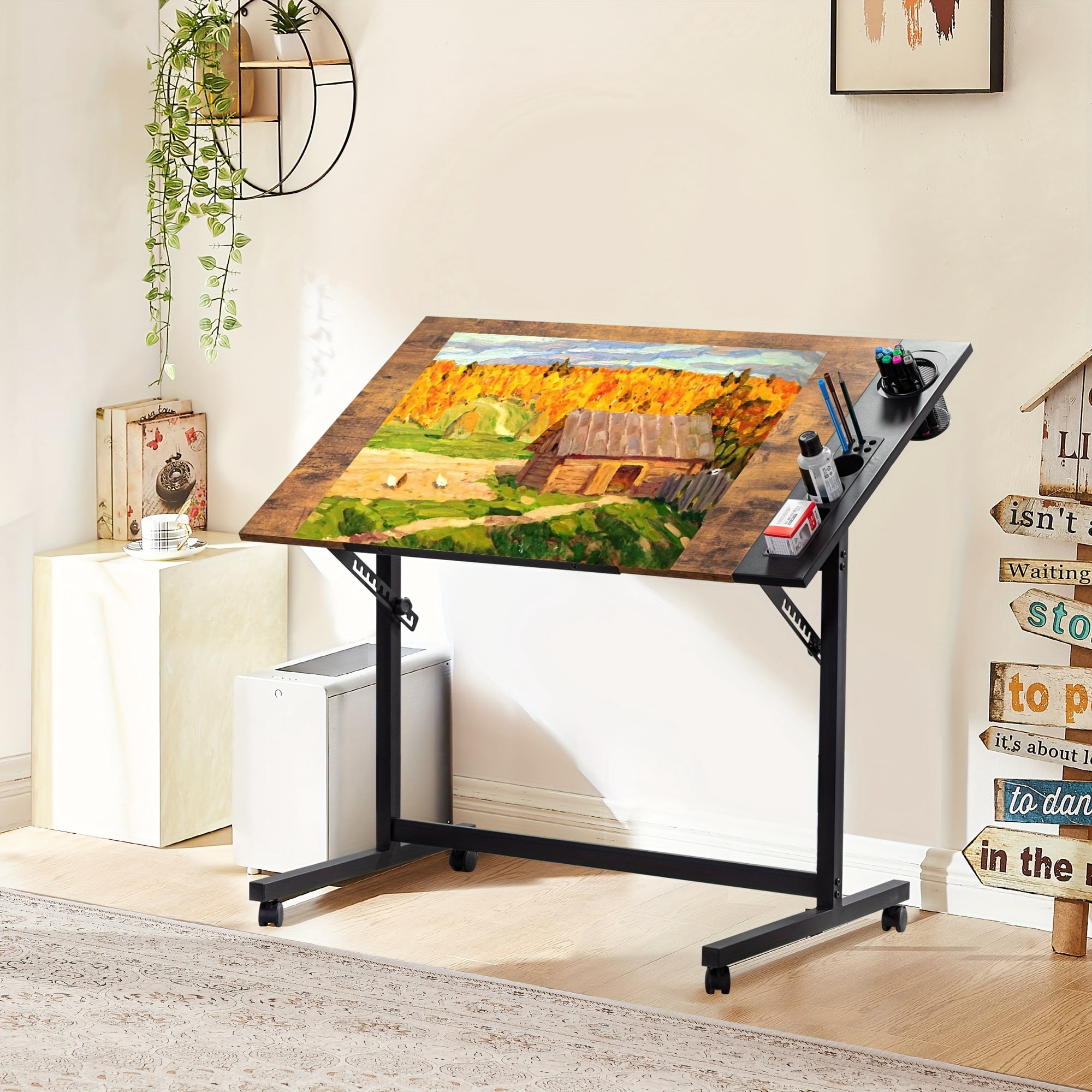 [Adjustable Drawing Table] Lodemi Adjustable Tilting Top Drawing Table ...