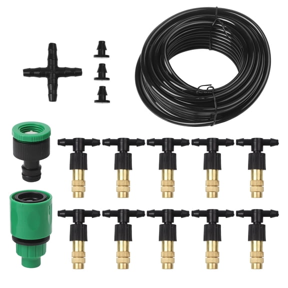 Adjustable Drip Irrigation Kit, Automatic Brass Misting System With 360 Spray Nozzles For Garden, Patio, Greenhouse Cooling And Plant Watering