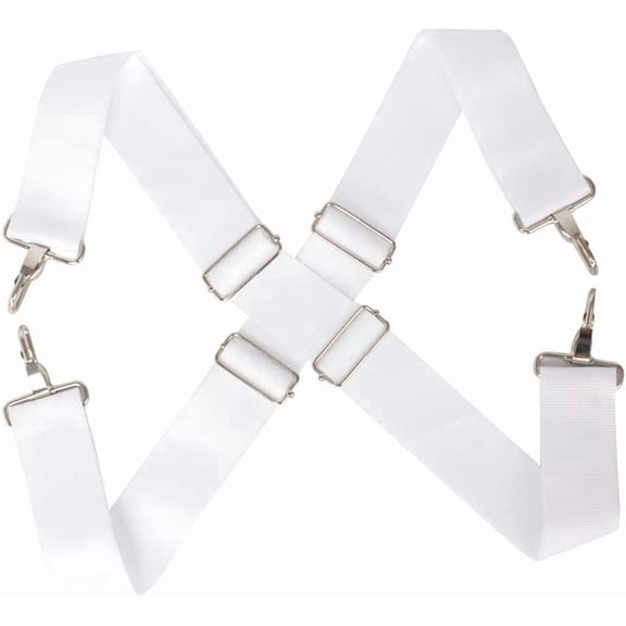 Adjustable Drum Strap for Percussion Instruments, Nylon Double Shoulder Sling, 33-57 inch, White