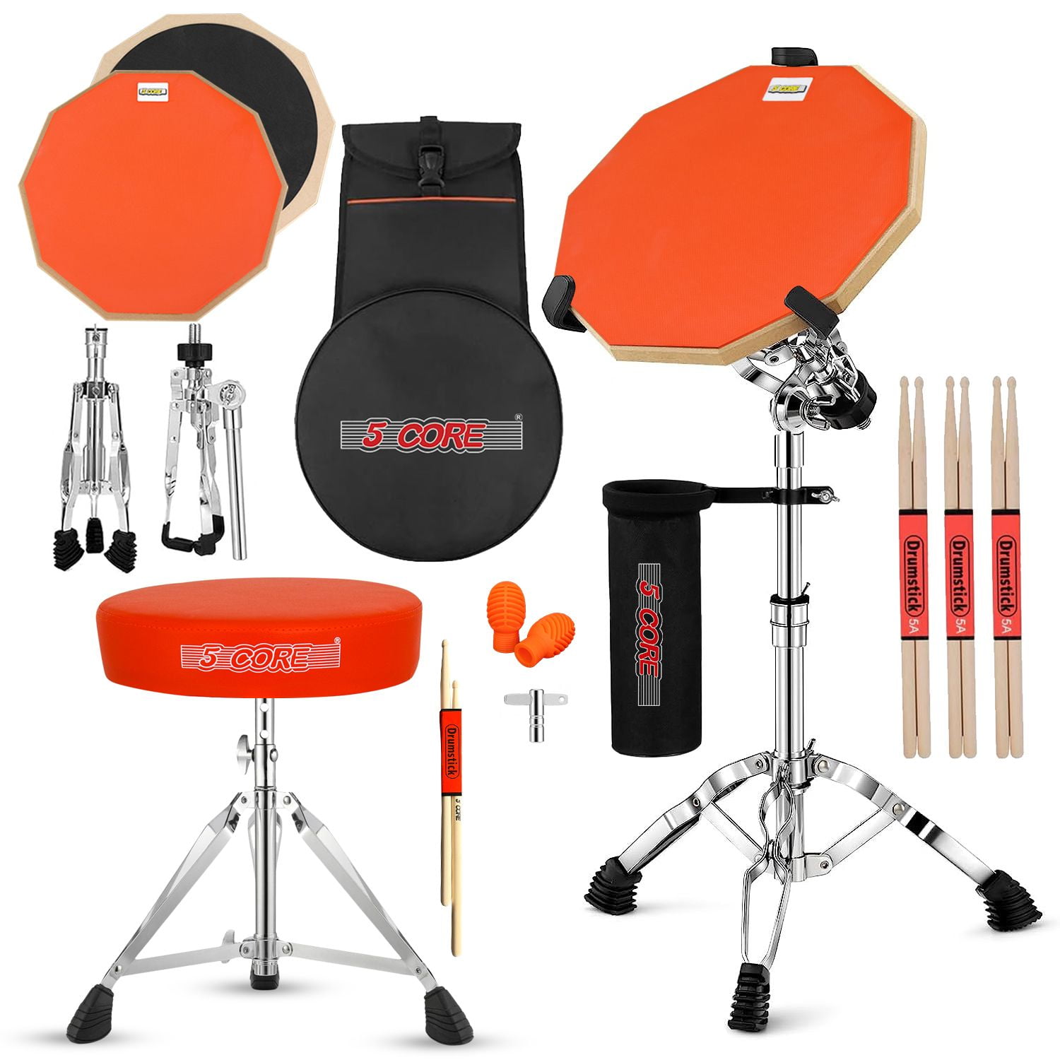 Adjustable Drum Throne & Practice Pad Combo – Height-Adjustable Kit with Snare Stand for Kids & Adults