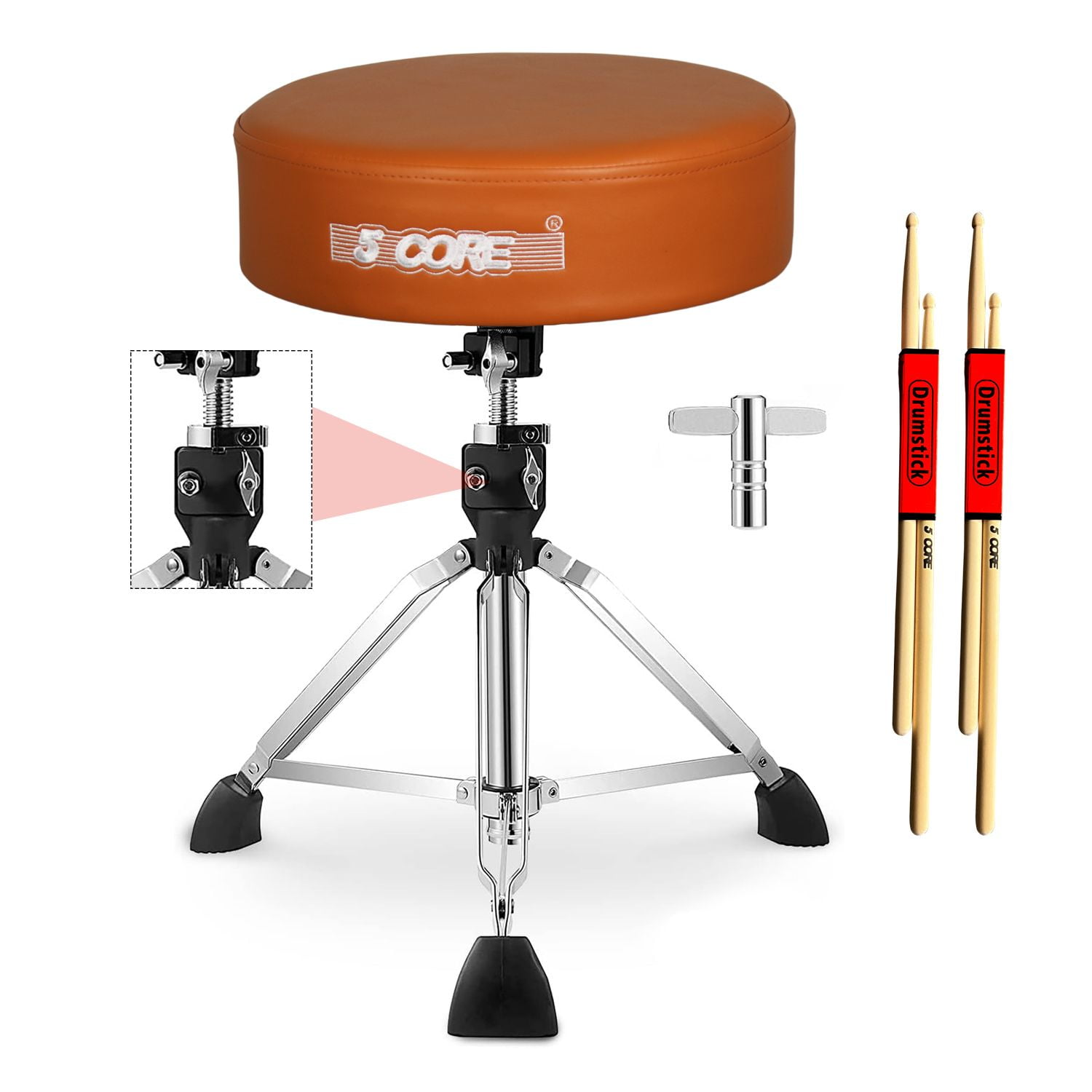 Adjustable Drum Throne Stool, 4 Inch Thick Padded Musician Seat with ...