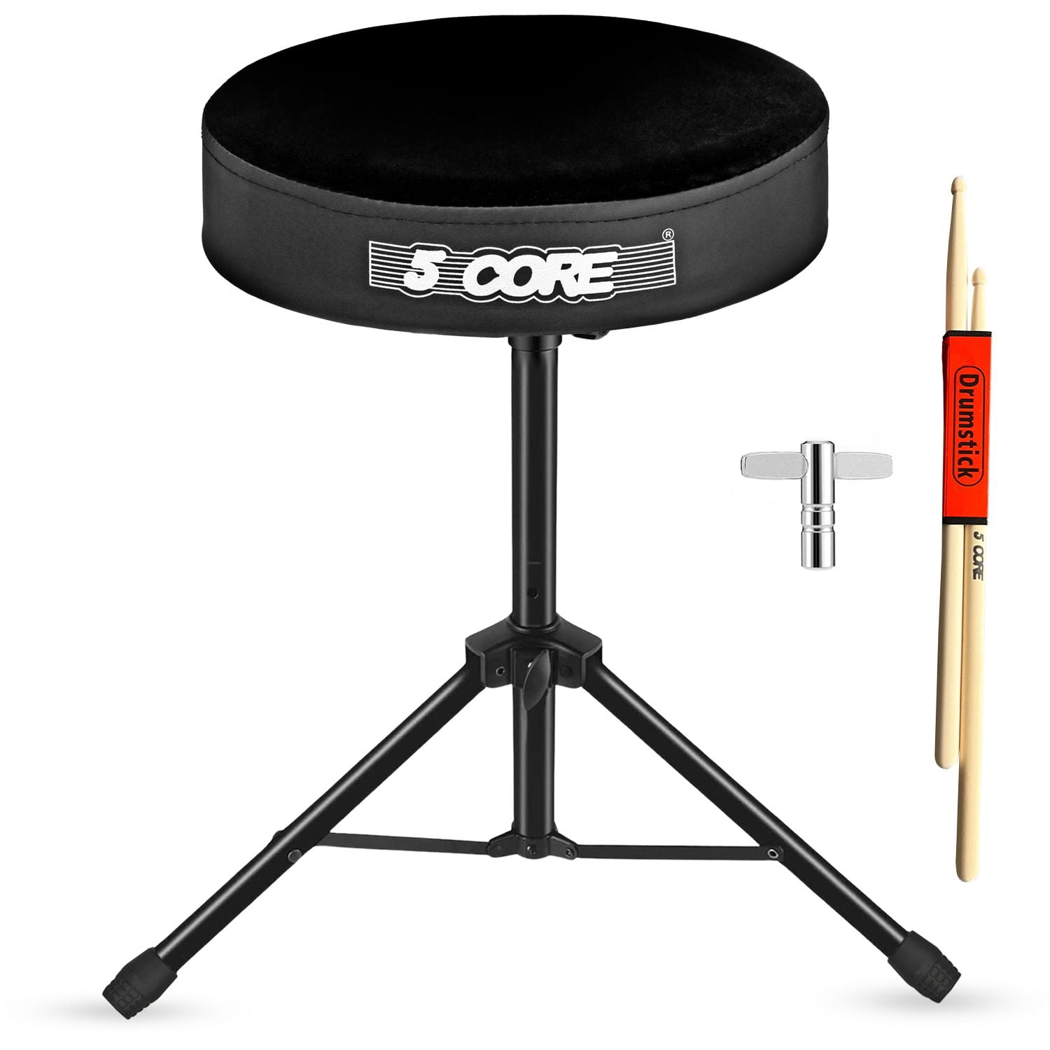 Adjustable Drum Throne Stool with 3" Thick Padding – Heavy-Duty 330 lb Capacity Guitar Seat for Adults & Kids, Anti-Slip Tripod Base