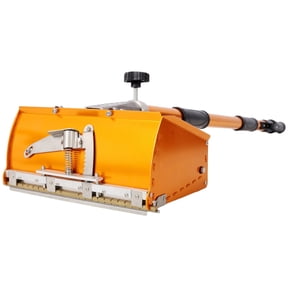 Adjustable Drywall Finishing Tool Plaster Box with Extendable Handle, Aluminum Alloy, Includes Mudguard, 2 Stainless Steel Blades & 12in Putty Scraper, for Plasterboard Wallboard, Orange