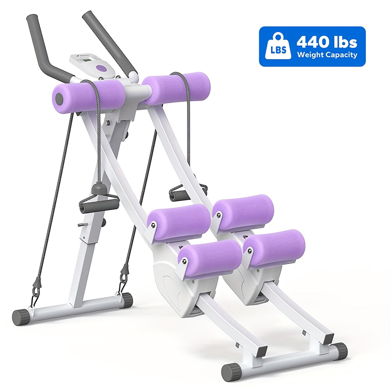 Adjustable Dual Track Ab Trainer, Foldable Ab Roller with LCD Display ...