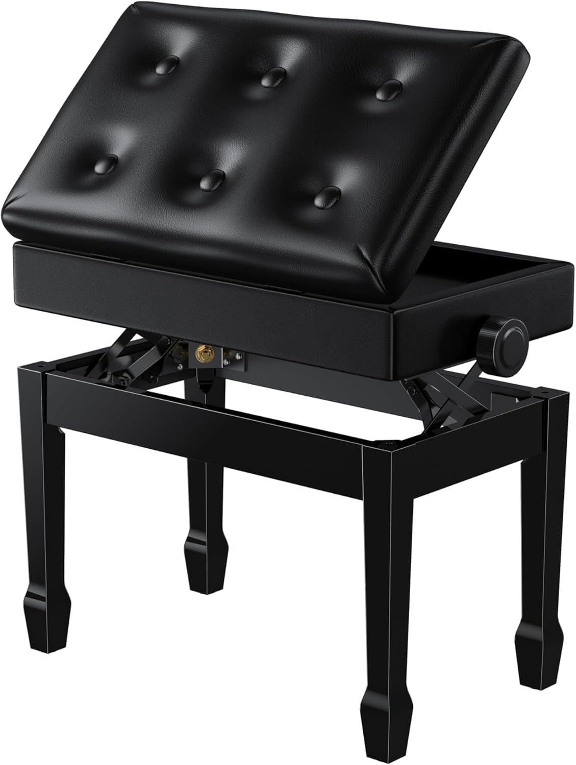 Adjustable Duet Piano Bench With Sheet Music Storage  Solid Wooden Keyboard Bookcase Stool Chair Seat High-density Sponges Cushion