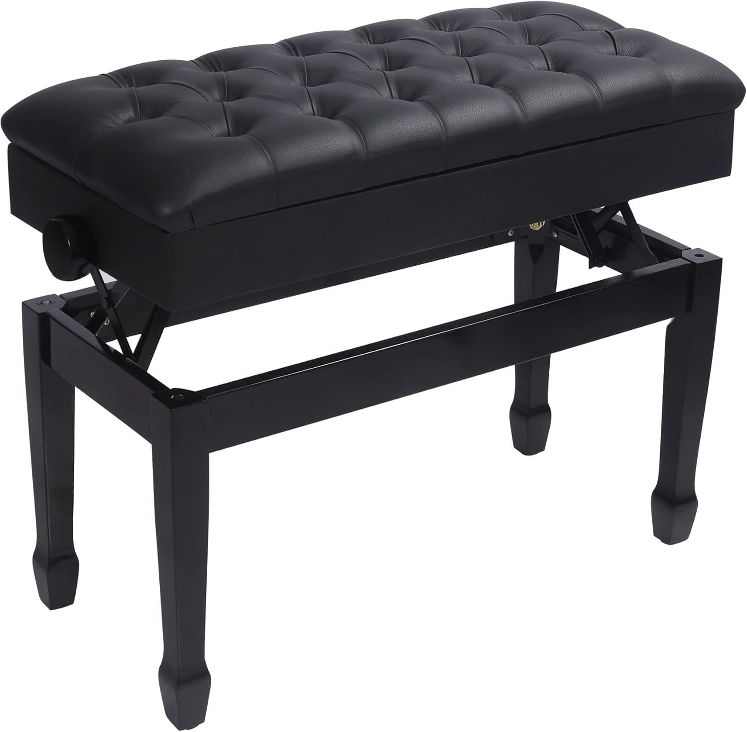 Adjustable Duet Piano Bench With Storage  Heavy Duty Double Benches Leather Cushion Black For Adults 13.8" D X 31.5" W 19.3" H