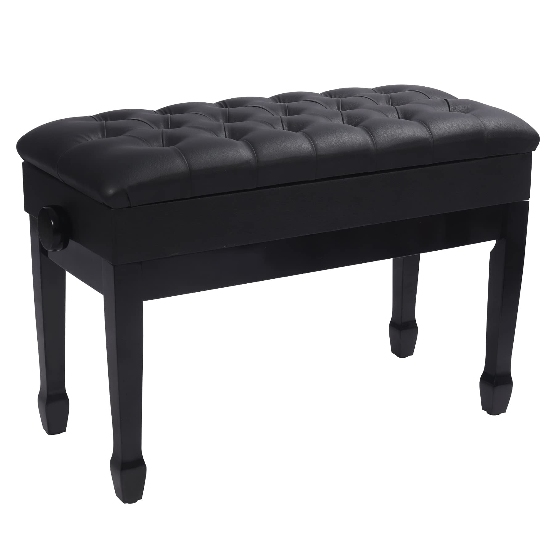 Adjustable Duet Piano Bench With Storage Heavy Duty Wooden Double Keyboard Seat Pu Leather Cushion Black