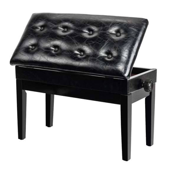 Adjustable Duet Piano Bench with Storage, Deluxe Padded Seat 2 Thick Cushion for Long Practice Hours, Ideal for & Professional Performance, Black