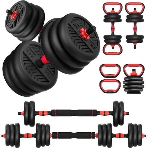 Adjustable Dumbbell, 20/30/40/60/80lbs Dumbbells Set, 4-in-1 Free Weights for Women/Men Workout Equipment as Barbell/Kettlebells/Push up Stand for Gym