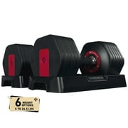 Mikolo 53LB(26.5LB*2) Adjustable Dumbbells Set of 2, 1-Sec Adjustable Weights Dumbbells Set, 5LB - 26.5LB 6 in 1 Free Dumbbell with Anti-Slip Texture Handle, Weight Set For Home Gym