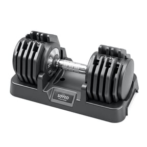 Adjustable Dumbbell for Home Gym, 5-55 LBS Quick Select Weight Dumbbell with Non-Slip Grip & Storage Base, Space Saving Strength Training Set for Small Apartment