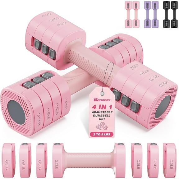 Adjustable Dumbbell Set of 2, 1-Sec Quick-Adjust Dual-Lock Design Hand Weights for Women & Men, Compact No-Roll 10LBS/20LBS Dumbbell Set for Home Gym Strength Training & Pilates
