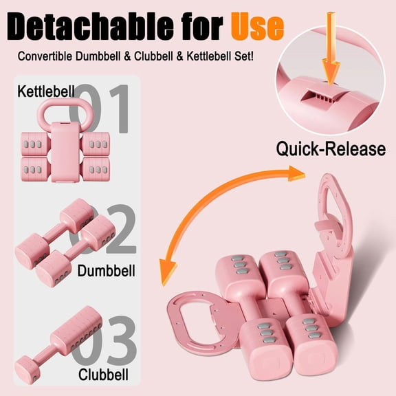 Adjustable Dumbbell Set of 2, 4 in 1 Free Weights Dumbbells Set for Women with Fast Adjustment, Each 2lb 3lb 4lb 5lb Hand Weights Set for Home Gym Exercise Training