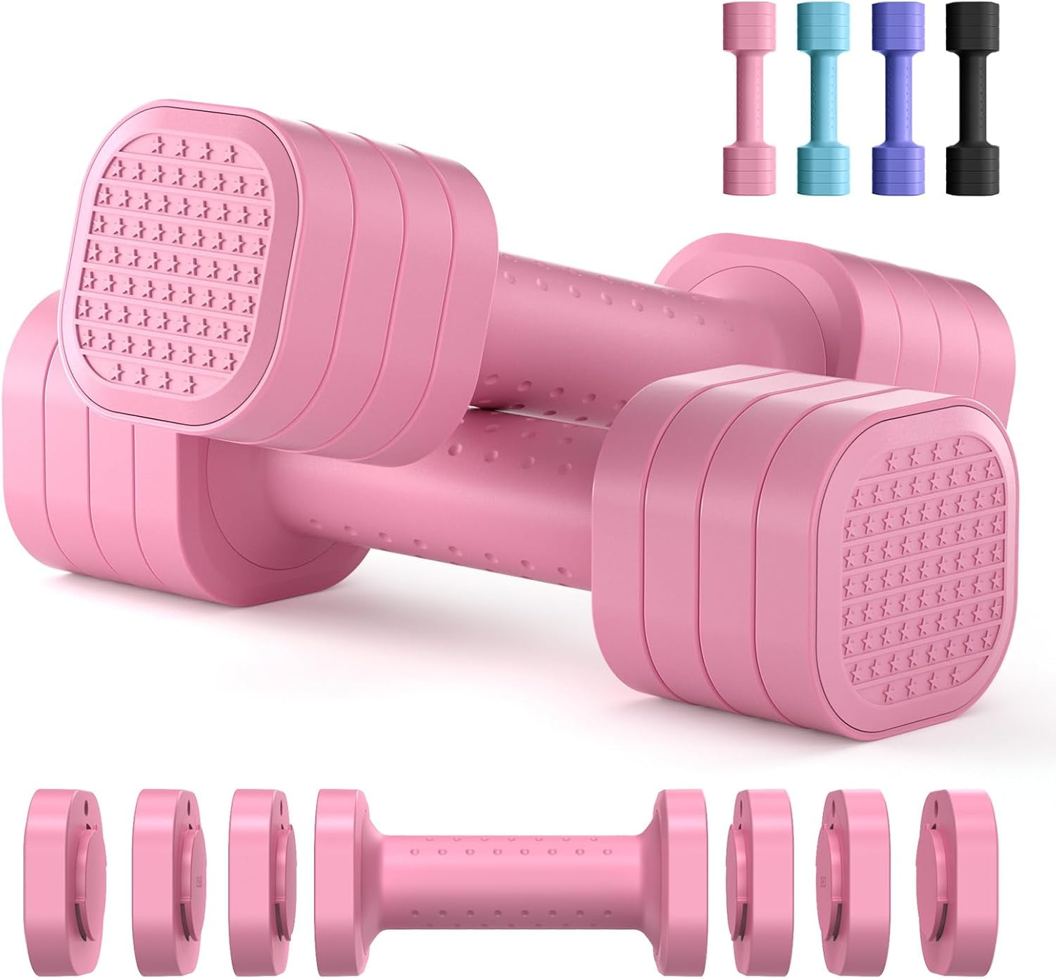 Adjustable Dumbbell Set of 2, 4 in 1 Free Weights Dumbbells Set for ...