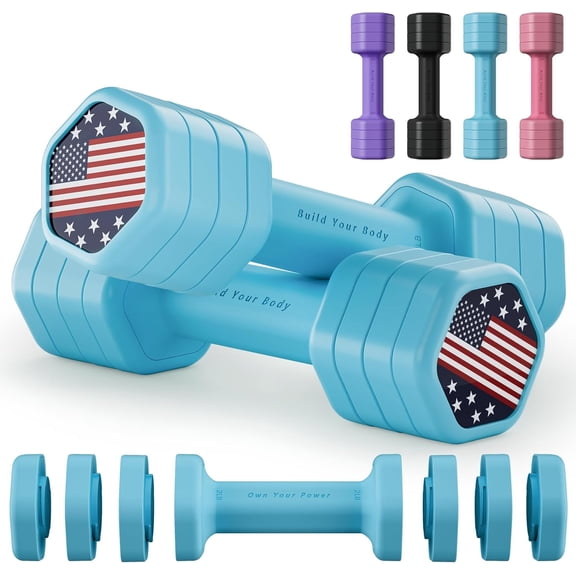 Adjustable Dumbbell Set of 2, 4 in 1 Hand Weights for Women at , 5 lb Weights Dumbbells set of 2, Each 2lb 3lb 4lb 5lb with TPU Soft Rubber Handle for Gym Exercise