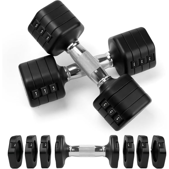 Adjustable Dumbbell Set of 2, Total 20 LB Pair (4,6,8,10 LB) | 4lb 6lb 8lb 10lb Quick Change, Metal Non Slip Handle, Free Weights, Set of 2, Home Gym Exercise Training Equipment, Women Men