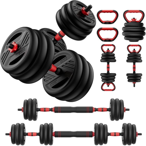 Adjustable Dumbbell Set, 20/30/45/70/90lbs Free Weight Set With Double Locknut, 5-in-1 Dumbbells Set Includes Barbell, Kettlebells, Push upStand,WeightPlate,FitnessExerciseforHomeGymSuitableMen/Women