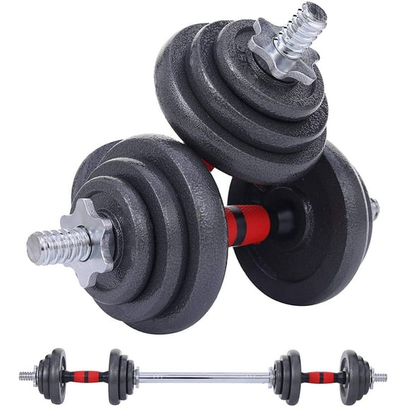 Adjustable Dumbbell Set, 22/33/44/66/105 lbs Metal Barbell 2 in 1 Weight Pair, Anti-Slip Handle, All-Purpose, Home, Gym, Office, Fitness (Barbell 33LB or 16LB Dumbbell Pair)