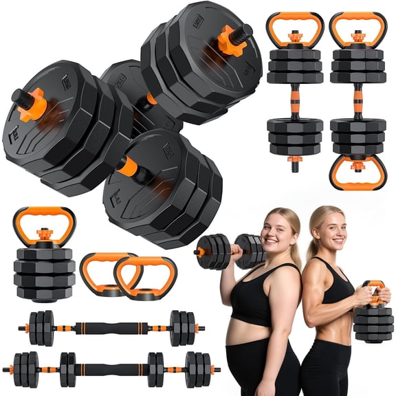 Adjustable Dumbbell Set 33LB 5-in-1 Free Weight with Connector Rod for Home Gym Strength Training